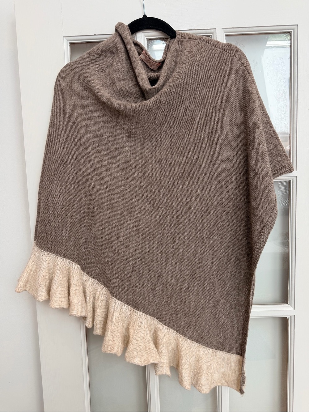 Nardi & Tagliaferri Cape Made in Italy Shawl Wool Taupe Knit Poncho One Size
